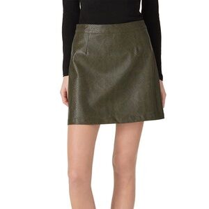 BB Dakota Olive Green Leather Snakeskin Skirt NWT